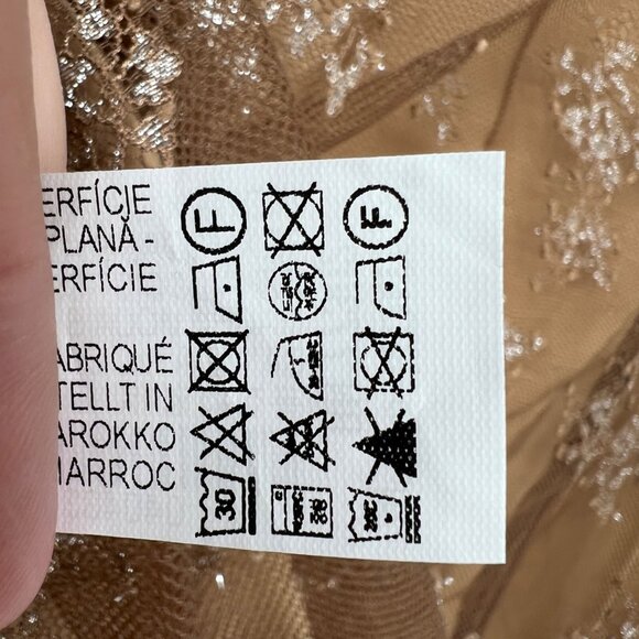 Zara Combination Metallic Floral Mesh Skirt Special Edition Beige Size Large NWT - Picture 10 of 12